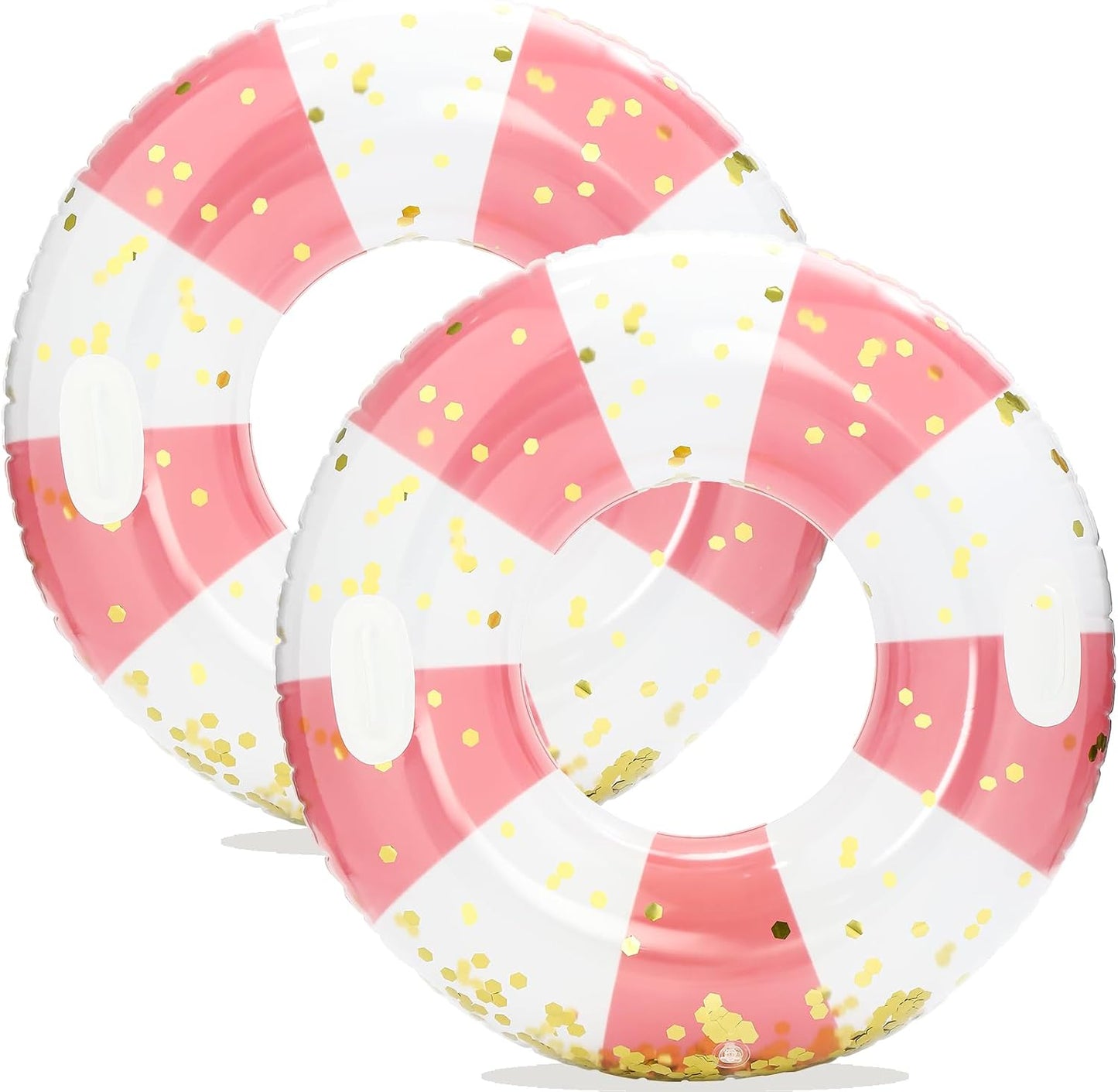 Large Inflatable Pool Floats with Handles for Adults- Pool Floaties Pool Tubes Swim Rings with Gold Sequins Inflatable Pool Float for Swimming Pool Party Lake Beach Adults