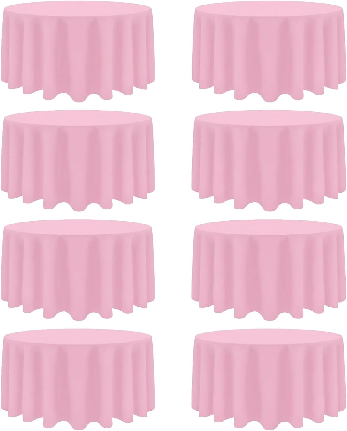 8 Pack Pink Round Tablecloth 90 Inch Wrinkle Resistant Round Pink Table Cloth Reusable and Washable Polyester Fabric for Holiday Buffet Wedding Party and Banquet