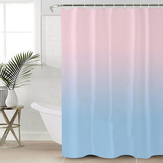 Ombre Texture Shower Curtain for Bathroom, Gradient Pink to Baby Blue Bath Curtain, Gradient Color Shower Curtain with Hooks Polyester Waterproof Home Bathtub Decor, 72 x 72 Inch