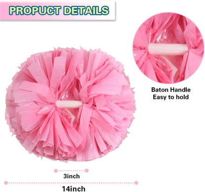 Lovecheer 2PCS Plastic Cheerleading Pom Poms with Baton Handle Cheer Pomoms for Kids Adults Cheering Sports Team Spirit Party