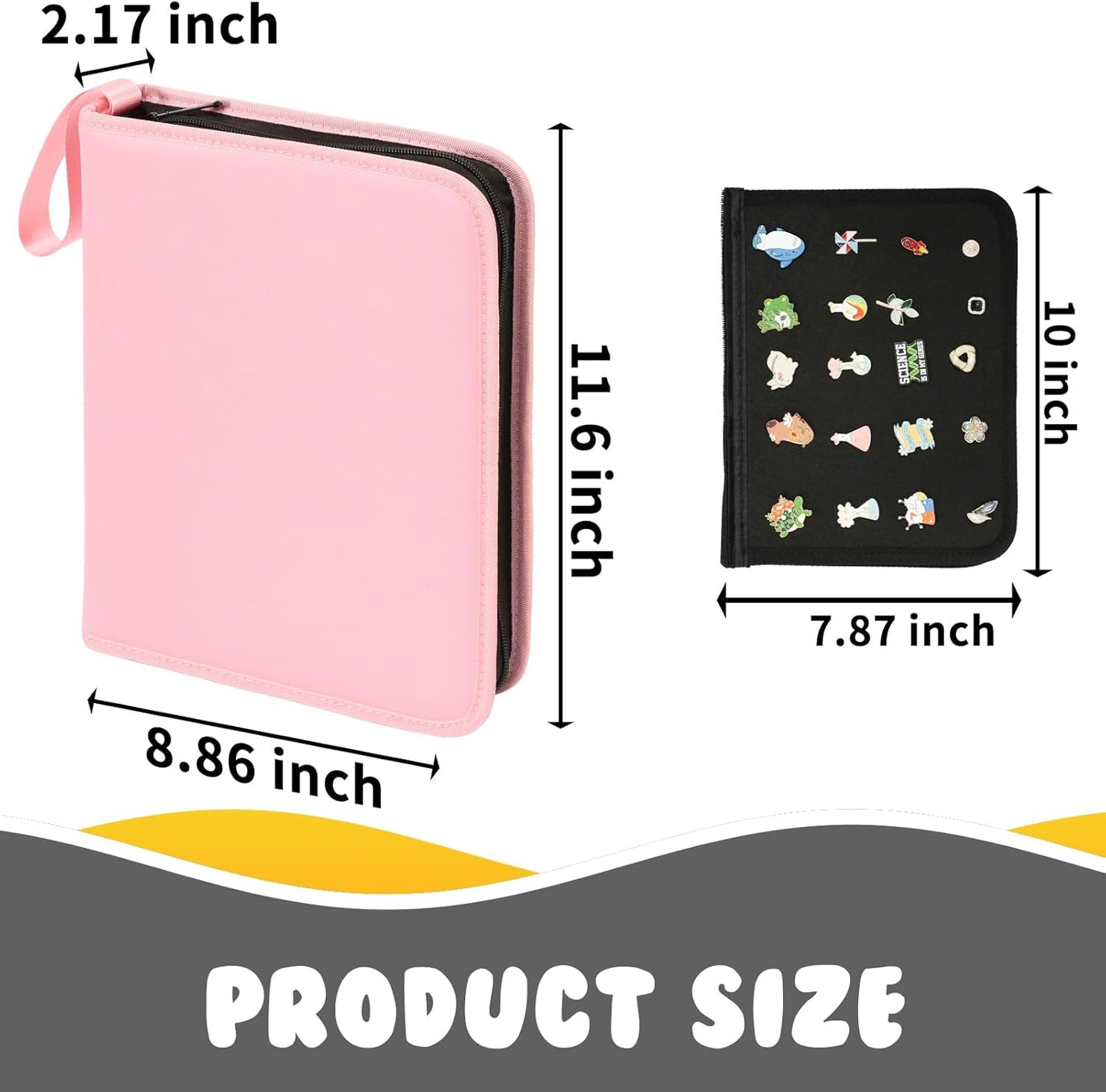 Oeun fan Enamel Pin Display Book, 6-Page Pin Trading Book, Portable Pin Bag and Pin Board (PU Pink)