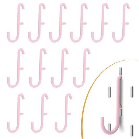 Pink Pegboard S Hooks for IKEA SKADIS, 16 Pack | Compatible with IKEA SKADIS Pegboard, Rust Resistant Steel Hooks, 18 lb Load Capacity for Kitchen, Office, Craft