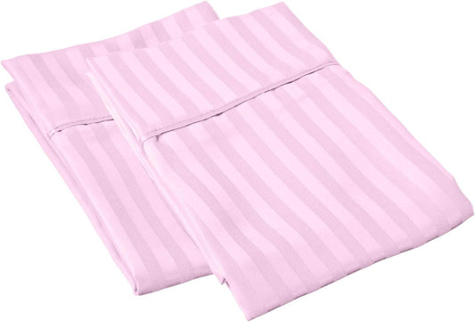 100% Cotton Cotton Standard (20x26) Pillowcases - Set of 2 - Pillow Cases 20x26 Pillow Covers - Envelope Closure Pillowcases, (Stripe, Light Pink)