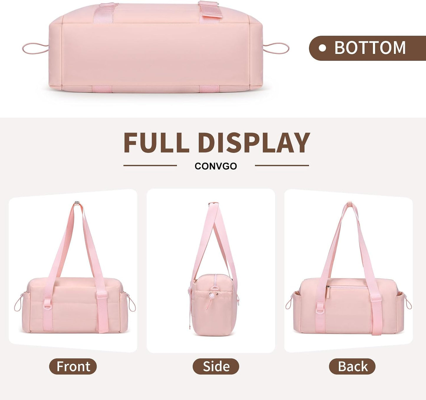 Small Gym Bag for Women, Minimalist Tote Gym Bags with Coin Wallet, Mini Weekender Bag for Sport Workout Travel, Pink