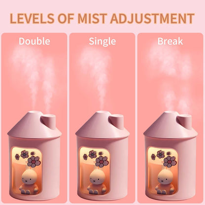 Mipow x miffy BTA700M Cool Mist Humidifier for Bedroom,Ultrasonic Quiet Humidifier with Night Light,450 ML Double Spray Humidifiers for Nursery,Office Indoor Plants (Pink), Gift for Mother's Day