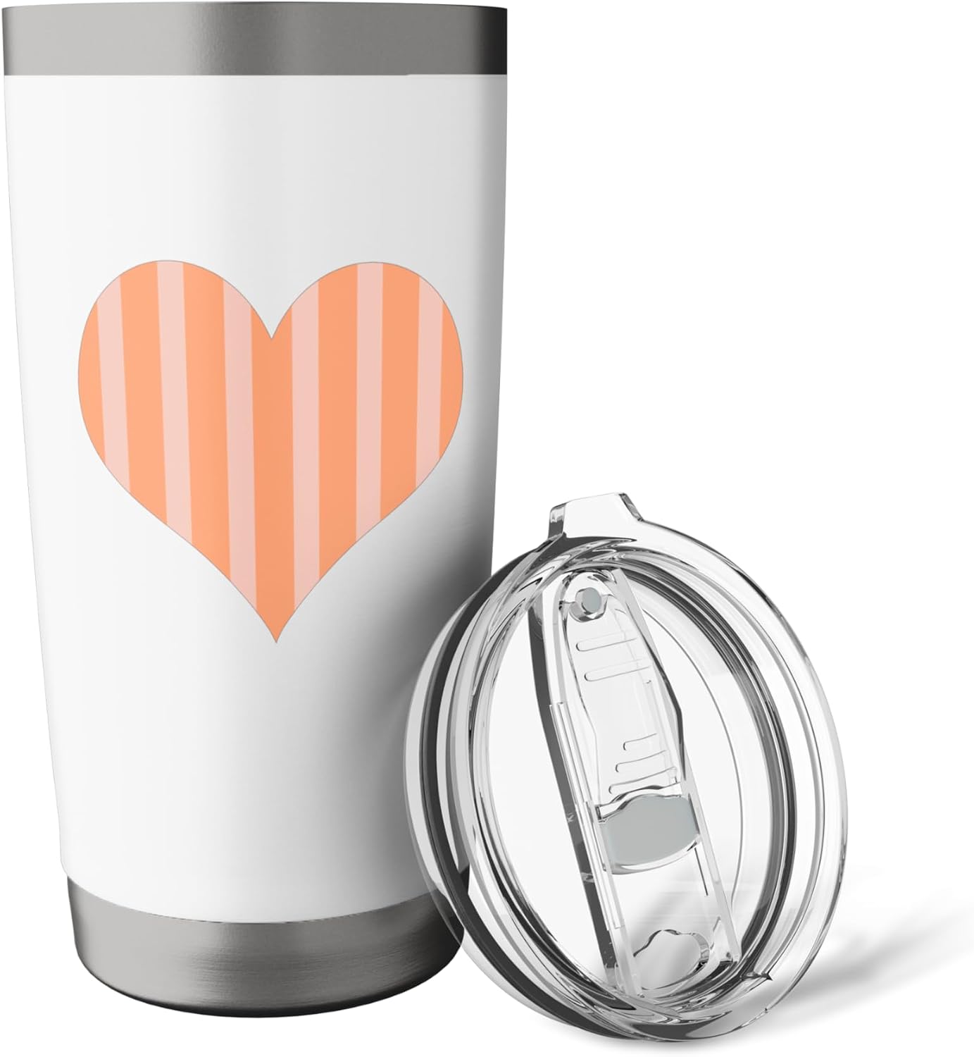 Cute Pastel Coral Peach Striped Pattern Minimalist Stainless Steel Insulated Tumbler