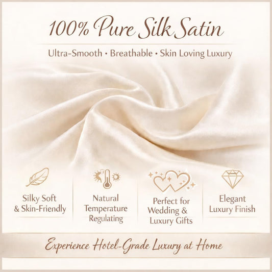 Silk Satin Sheet Set 4 Piece Queen – Luxury Soft Bed Sheets with Flat Sheet, Fitted Sheet & 2 Pillowcases, Cooling Breathable Satin Bedding Set.(Peach, Queen)