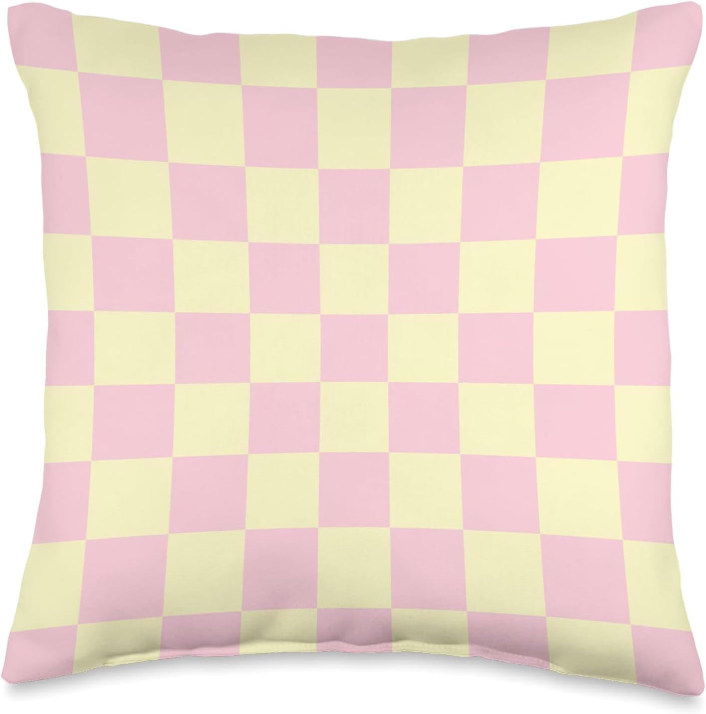Butter Yellow Pink Checkered Aesthetic Checkerboard Pattern Throw Pillow