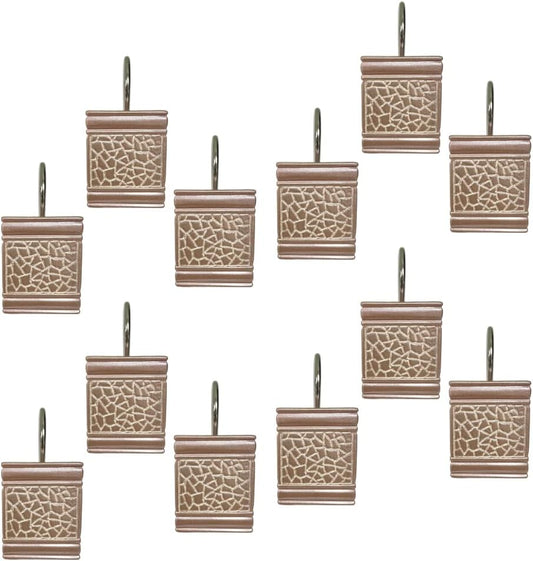Zahari Home Sinatra Shower Curtain Hooks Pack of 12 Modern Classic Decorative Bathroom Decor, Blush