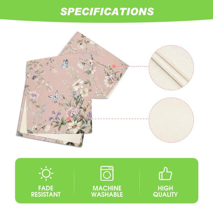 Artoid Mode Pink Floral Wildflower Leaf 210 GSM Spring Table Runner, Seasonal Summer Kitchen Dining Table Decoration for Home Party Decor 13x72 Inch