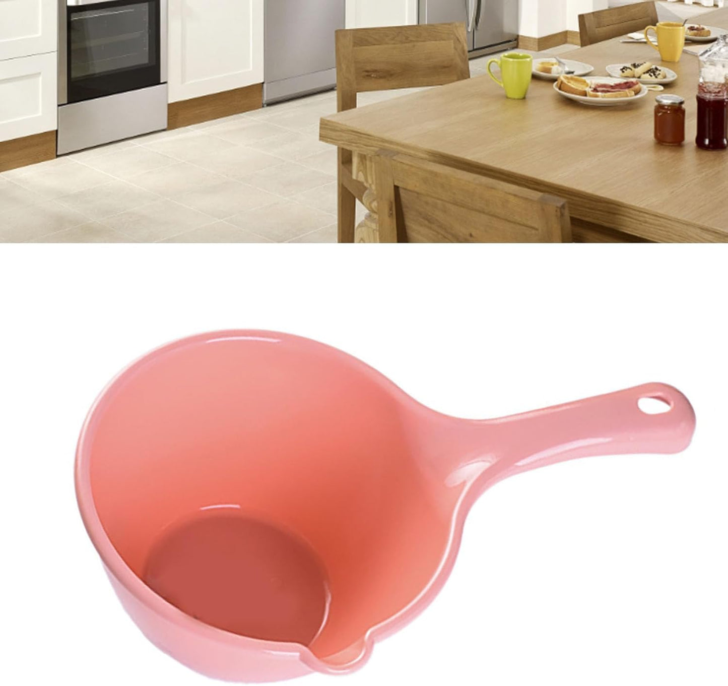 Plastic Water Ladle, Large Capacity Bath Scoop for Kids Lightweight Water Dipper for Bathing Hair Washing Watering Flowers Multipurpose Bathroom Kitchen Scoop with Hanging Hole (Small Pink)