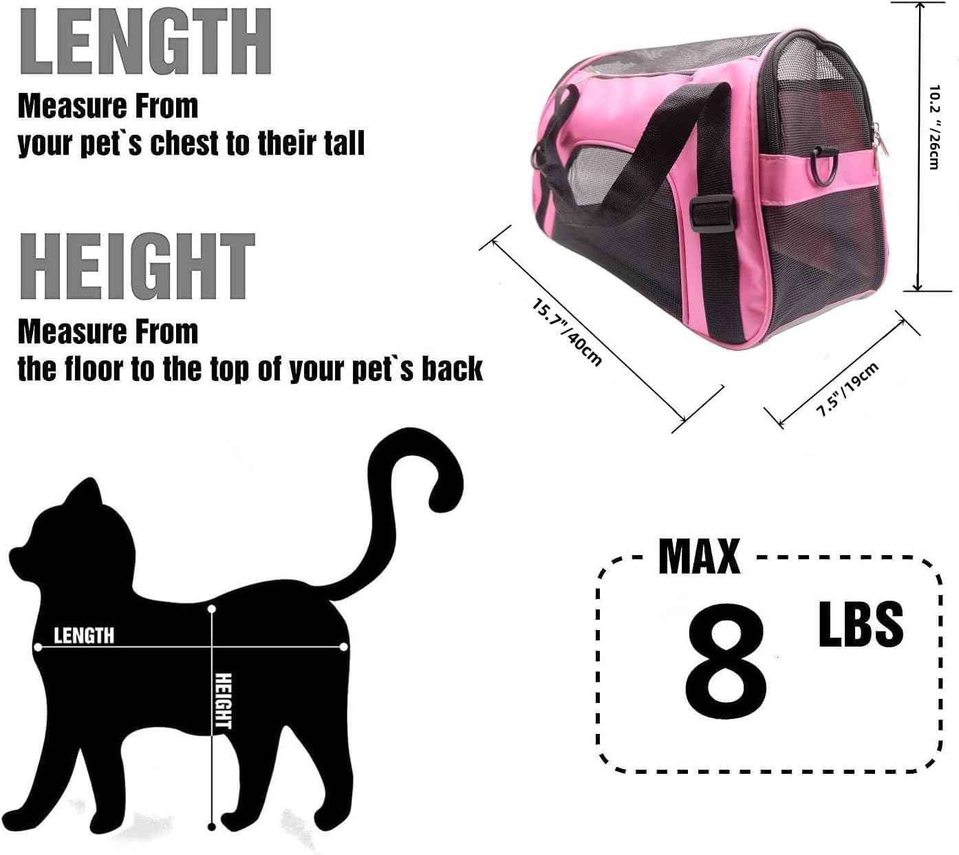 ZaneSun Cat Carrier,Soft-Sided Pet Travel Carrier for Cats,Dogs Puppy Comfort Portable Foldable Pet Bag Airline Approved (LightPink)