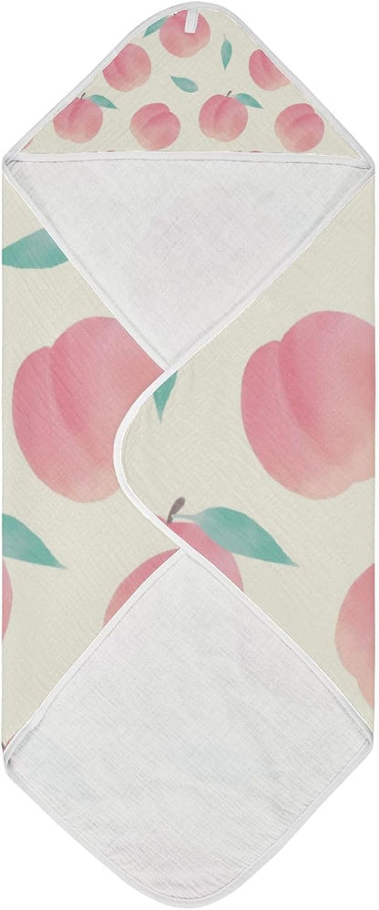 YETTASBIN Peach Baby Towel, Ultra Soft Absorbent Cotton Baby Hooded Bath Towel for Newborn Baby Boy Girl, Toddler, Infant Registry Gift - 30 x 30 Inch