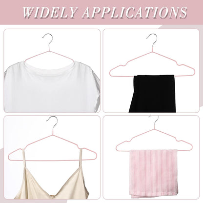 Wesiti 100 Pcs Metal Wire Non Slip Hangers for Clothes Space Saving Hanger Strong 15.7 in Triangle Clothes Coat Suit Bridal Boutique Dress for Closet Dorm Rack(Pink)