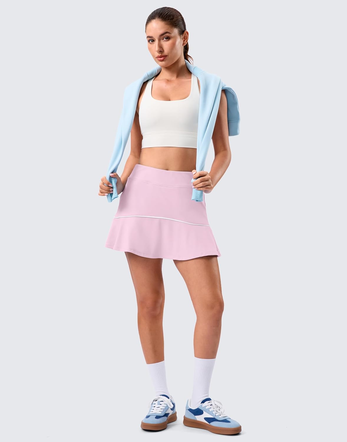 SANTINY Tennis Skirts for Women Pleated Athletic Skirt with 2 Pockets Stretchy Shorts Casual Pickleball Golf Skort