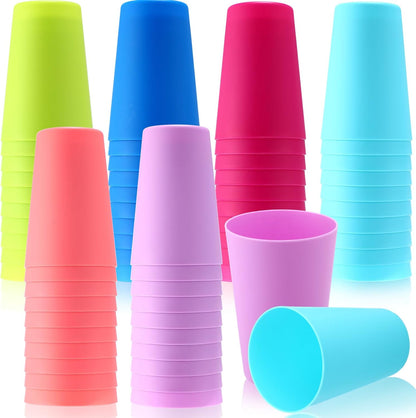 Potchen 60 Pieces Plastic Cups Kids 8.5 oz Reusable Children Drinking Cups Juice Tumblers for Toddler Adults for Parties School (Blue,Light Green,Rose Red,Pink,Sky Blue,Lavender)
