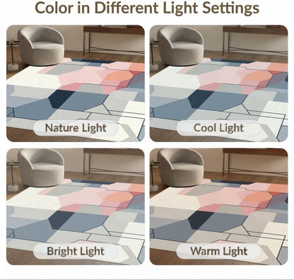 4'x6' Washable Abstract Color Block Accent Rug, Peach Non-Shedding Small Carpet Pet Friendly & Kids Safe Play Mat for Playroom, Bedroom, Reading Nook | Ref:2191346