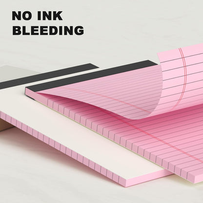 AILZFEI 6pcs Small Note Pad 5x8 College Ruled Pink Legal Pads Paper Notepads 6 Pack Study Back Writing Pads 5 x 8 Legal Pads Perforated Narrow Ruled Pads of Paper Pink