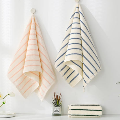 YiLUOMO White and Pink Striped Hand Towels 100% Cotton Set of 2 � Soft, Highly Absorbent and Quick Dry Towels for Bathroom Decor, 13 x 29 Inch