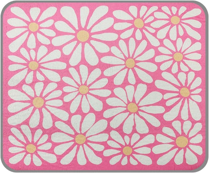 SHIYUE Dish Drying Mat for Kitchen Counter Super Absorbent Spring Kitchen Decor Microfiber Drying Matainers Rack Fast Pad Dish Drainer Mats(Pink Flower,16''x18'')