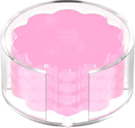 GRAHAM DESIGN Scalloped Acrylic Drink Coaster Set 4‑Pack with Holder – Pink Minimalist Beverage Coasters, Non‑Slip Table Protector, Modern Housewarming Gift