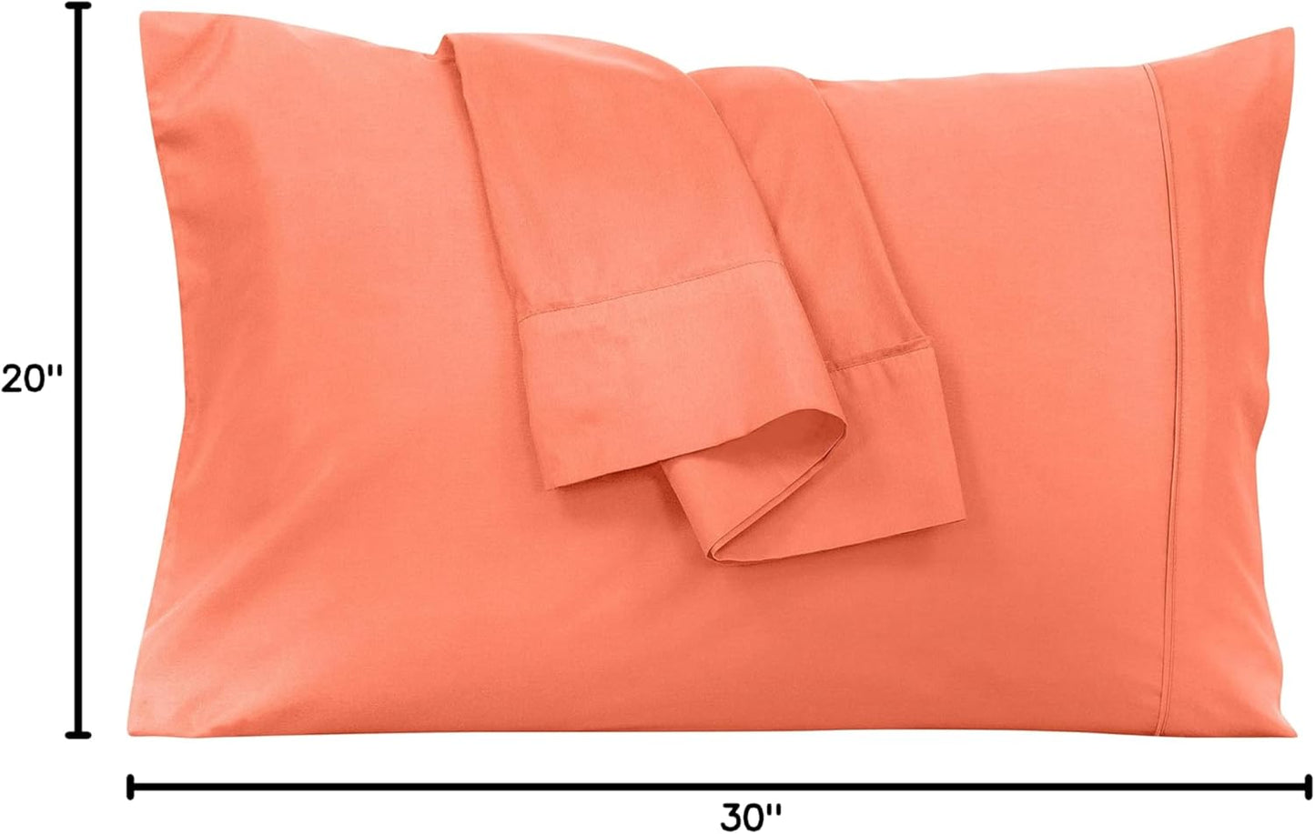 Royale Linens Queen Pillowcase Set of 2 - Bed Pillow Cover - 20" x 30" - Coral Pillowcases - 1800 Brushed Microfiber, Wrinkle & Fade Resistant - Soft & Cozy- Queen Size Pillow Case (Coral)
