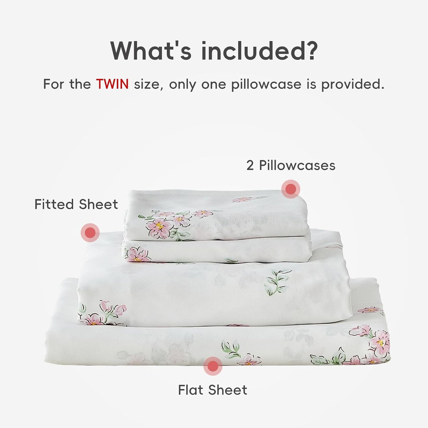 Joyreap Bed Sheet Set Queen Size- Flowers Pink Design, 4 Piece Ultra Soft Brushed Microfiber Bedding Sheets - Includes 1 Flat Sheet, 1 Fitted Sheet, 2 Pillowcase