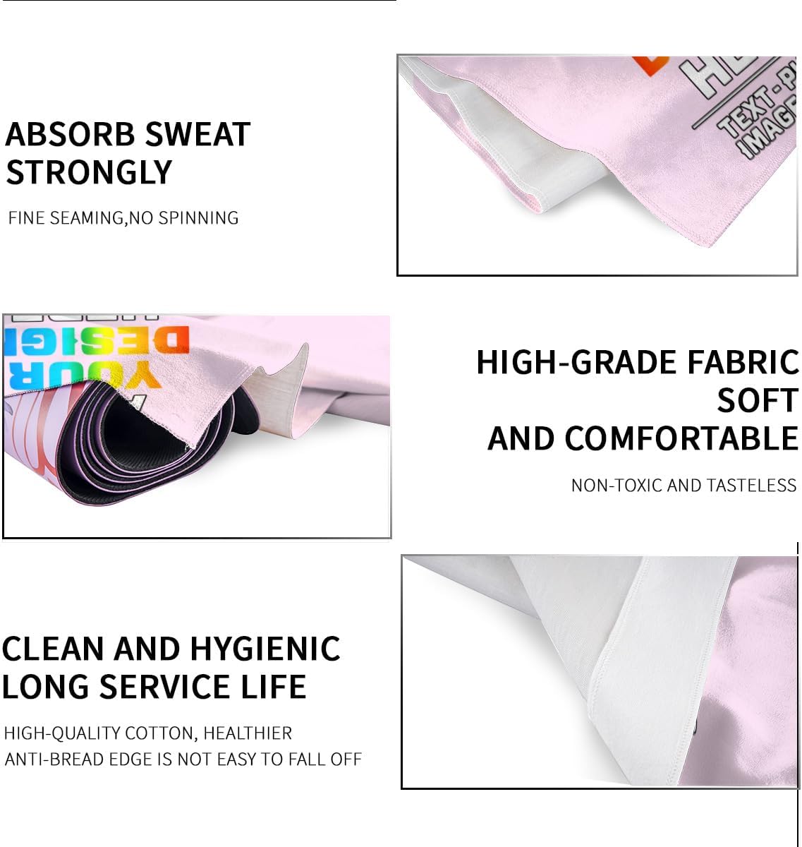 Custom Yoga Towel,Personalized Soft Towels Add Your Design Beach Towel with Picture Text Logo Name for Home Outdoor Sports Gym Yoga Light Pink