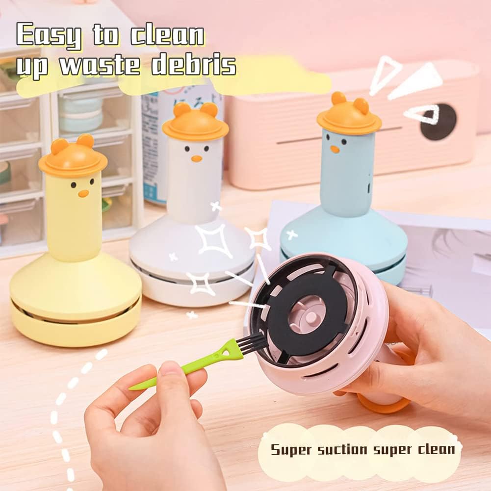 Mini Desktop Vacuum Cleaner Cute Desktop Cordless Vacuum Cleaner Multifunction Handheld Portable,Pink