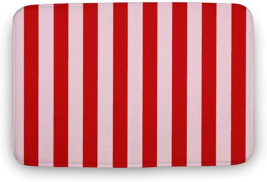Luxury Bathroom Rug, Pink Red Classic Stripes Bath Mat Non Slip & Absorbent Bath Rug Carpets for Bathroom, 20 x 30inches