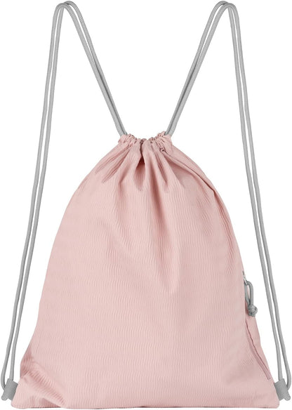 Lily queen Drawstring Backpack Sports Gym Bag Swim Bag With Zipper Pocket (Pink)