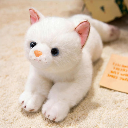 PEACH CAT Cat Stuffed Animal 15" Realistic Kitten Plushies Soft Plush Toys Gifts for Kids White