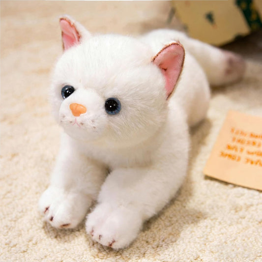 PEACH CAT Cat Stuffed Animal 15" Realistic Kitten Plushies Soft Plush Toys Gifts for Kids White