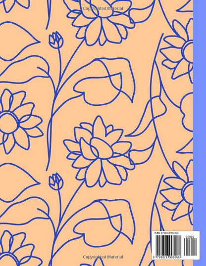 Composition Notebook: Blue Peach Pastel Art Flower Cover Design Journal Diary for Journaling to Write In, 8.5x11” 120 pages Blank Lined College Ruled ... Students, Teachers, Women, Men, College