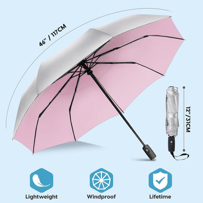 ZOMAKE UV Umbrella for Sun Protection UPF 50+,43/46 Inch Travel Compact Sun Umbrellas UV Blocking Small Auto Open Portable for Walking