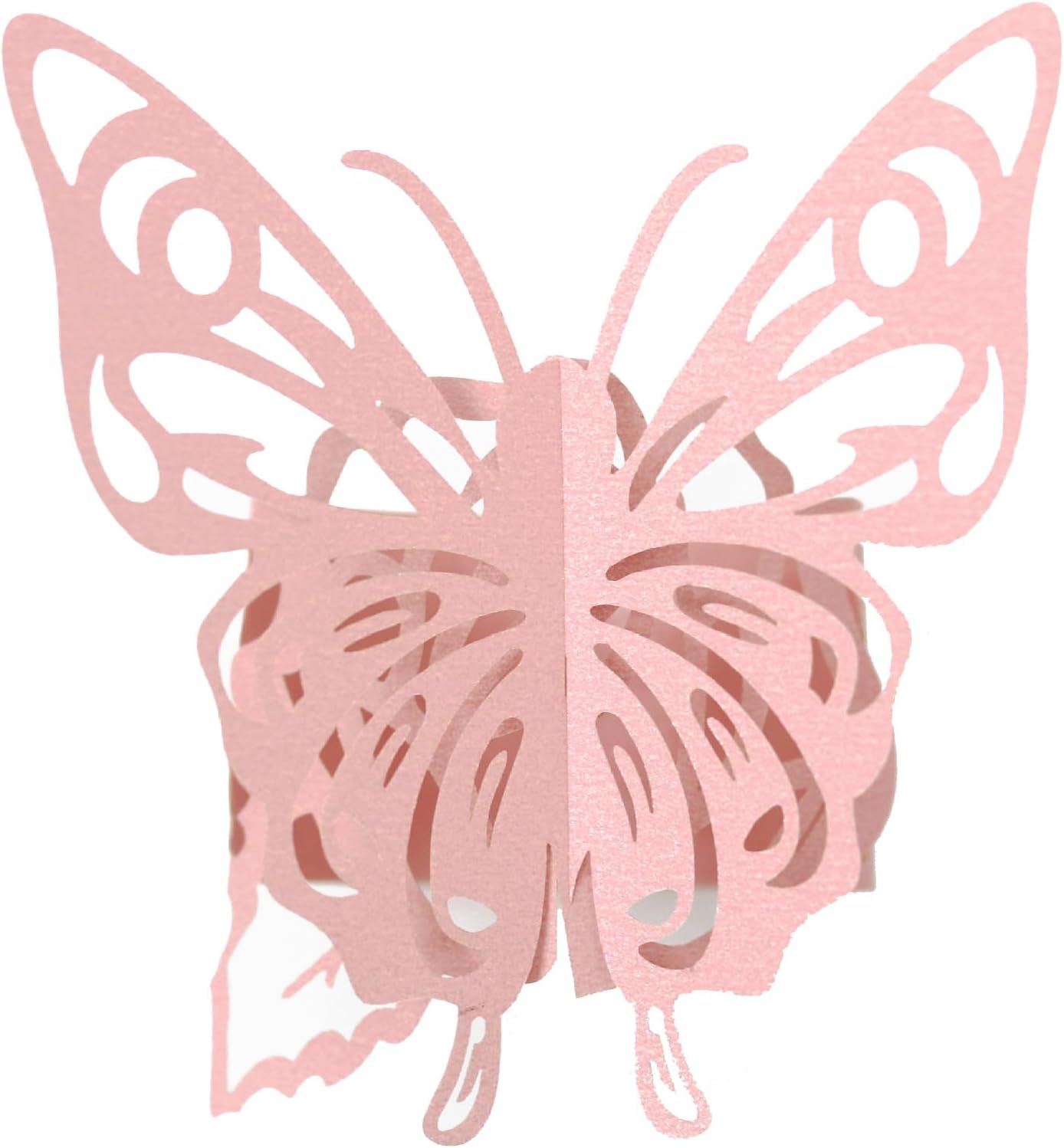 Butterfly Paper Napkin Rings,Pink Disposable 3D Laser Cut Butterfly Rose Shape Foil Paper Napkin Holder for Weddings Party Serviette Table Decoration Restaurant Bridal Shower Banquet Supply (Pink)