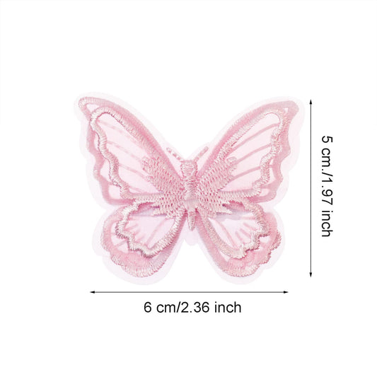 Butterfly Hair Clips Penta Angel 6Pcs Lace Embroidery Flower Butterfly Hair Bow Pins Wedding Hair Accessories for Women GHalloween Party Decor (Pink)