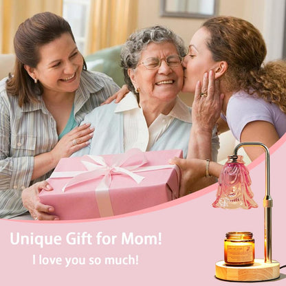 Candle Warmer Lamp with Timer Dimmer Adjustable Height for New Home House Bedroom Decor,Wax Melt Warmer with 2 Bulbs for Jar Candles, Gifts for Mom Women Friend Sister Mothers Day Birthday | Pink