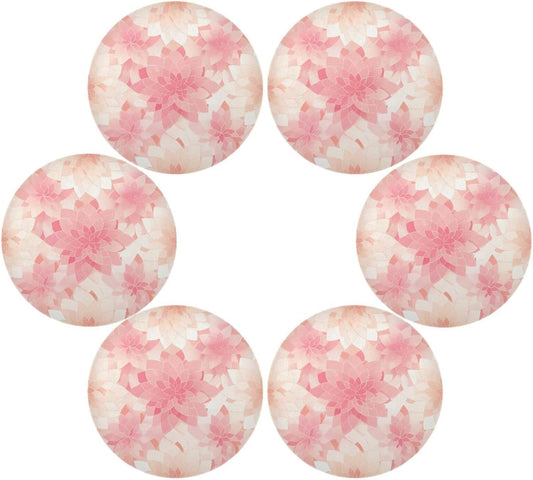 Rosette Floral Pattern Peach Gold Round placemats Reusable placemat Toddler placemats for Dining Table placemats Waterproof Round Christmas placemats Set of 6 15.4x15.4in
