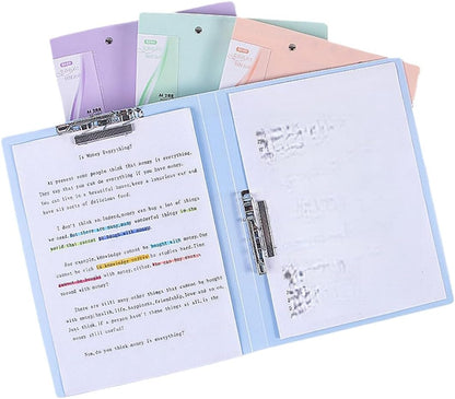 Punchless Clamp Binder, Ringless Binder Holds 100 Letter Size Pages, Documents, Folders for Documents, 8.5x11 Folder with Double Metal Clips for Home or Office, Pink