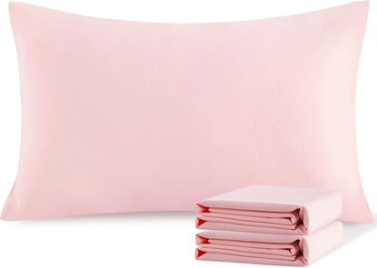 NTBAY Standard Pillowcase Set - 2 Pack Brushed Microfiber 20x26 Pillowcases - Soft, Wrinkle-Free, Fade-Resistant, Stain-Resistant, Blush Pink Pillowcases with Envelope Closure - 20x26 Inches
