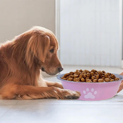 kathson 2 Pack Stainless Steel Dog Bowls,6" Spill Proof Metal Dog Food Bowls,Nonslip Rubber Bottom Pet Food and Water Bowl Set,Puppy Dishes Feeder for Medium Small Dogs,Pink