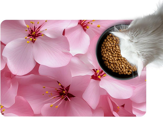 Spring Pink Cherry Blossoms Non Slip Bathroom Mat, Pastoral Watercolor Flower Absorbent Bath Mat Non-Slip Rubber Backed Quick Dry Doormat Fit Under Door for Bathroom Kitchen 20"x32"