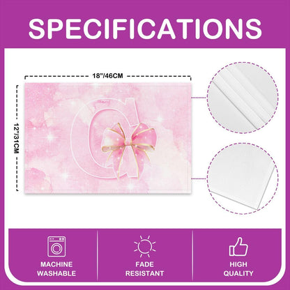 Feelyou Cute Pink Bow Placemats Set of 4 Bow Knot Table Mats Kawaii Place Mat for Kitchen Dining Table Party Decor Indoor Outdoor 18"x12" Non-Slip Easy to Clean Princess Bowknot