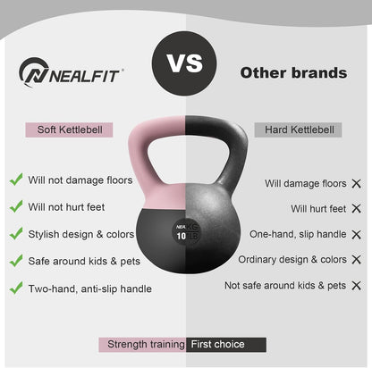 NEALFIT Soft Kettlebell 5LB/10LB/15LB/20LB/25LB, Kettlebells for Home Gym Strength Training, Anti-Slip Fitness Weights for Men Women