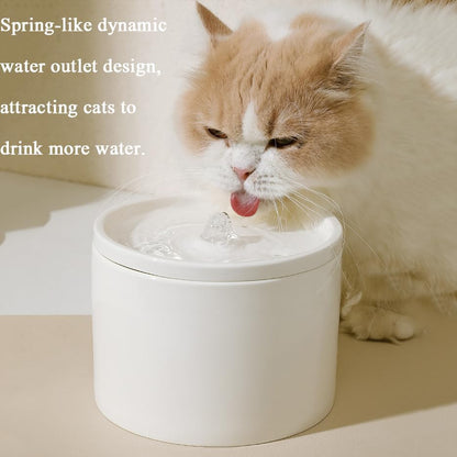 Ceramic Cat Water Fountain 33.82oz/1L Automatic Super Silent Pet Drinking Dispenser with 7 Replacement Filters Dog Water Bowl Dispenser - for Pets Indoor（Ceramic Pink）