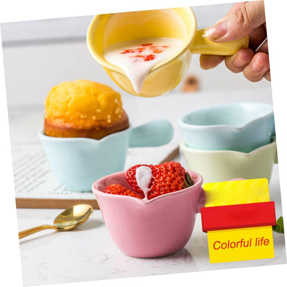ULTECHNOVO Ceramic Milk Pan with Handle Mini Cookware for Porridge Casserole and Soup Pink Ceramic Pot for Individual Serving and Easy Cleaning