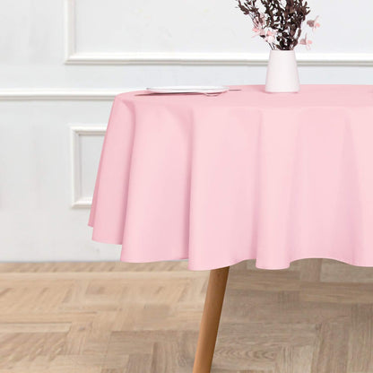 sancua 60 Inch Round Tablecloth (Fits 20-48 Inch Tables), Water Resistant Spill Proof Washable Polyester Table Cloth Decorative Fabric Table Cover for Dining, Buffet Parties and Camping, Pink