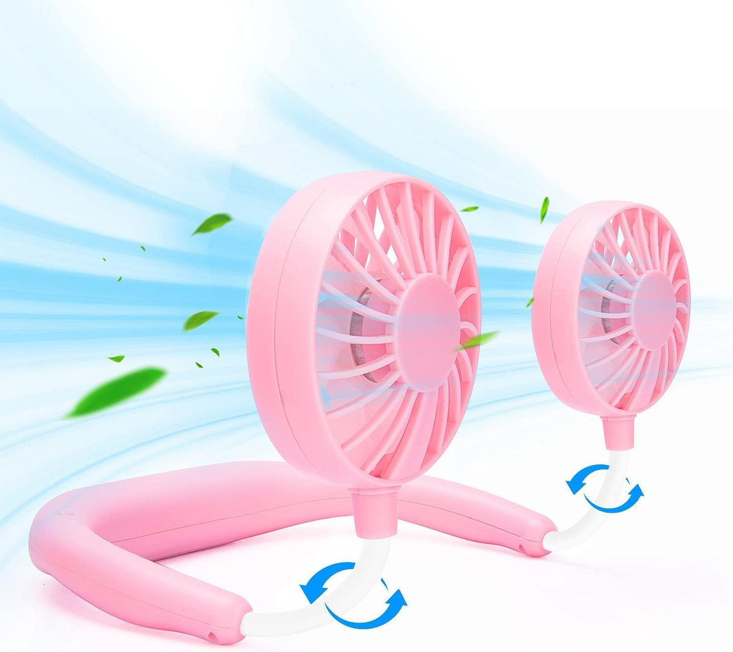 JUANANIUG Portable Neck Fan Rechargeable Personal HandFree Fan Mini USB Wearable Neckband Sport Fan 3 Speed Adjustable 360 Degrees Rotation Perfect for Working Traveling Office Reading (Pink)