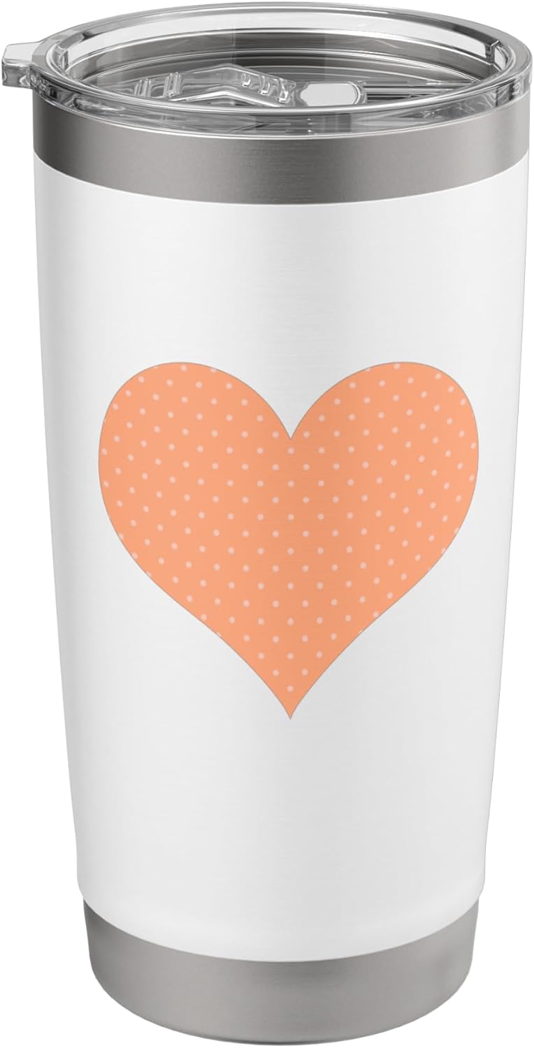 Cute Pastel Coral Peach Boho Minimal Tiny Polka Dot Pattern Stainless Steel Insulated Tumbler